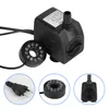 A collage of images showing a black submersible water pump with a ring of LED lights, a power plug, and close-up views of the pump and light ring. Produktbild-Vorschau