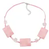 Kette 3x 35x25mm-Viereck gewellt rosa-glänzend 45cm Produktbild-Vorschau 1