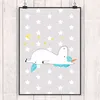 Mr. & Mrs. Panda Bild Einhorn Sternenhimmel DIN A2 - Grau Produktbild-Vorschau 2