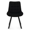 A black upholstered dining chair with tufted detailing and black metal legs, shown from the front on a white background. Podgląd zdjęcia produktu