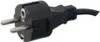 A black electrical plug with two silver prongs against a white background. Produktbild-Vorschau