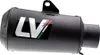 A black motorcycle exhaust muffler with an LV logo and Italian flag colors. Náhľad obrázku produktu