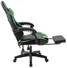 A side view of a black and green gaming chair with an extended footrest. Produktbild-Vorschau