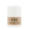A white pillar candle with a brown paper label. Anteprima dell’immagine prodotto