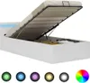 Bett mit Bettkasten Hydraulisch LED Weiß Kunstleder Produktbild-Vorschau 1