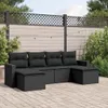 6-tlg. Garten-Sofagarnitur mit Kissen Schwarz Poly Rattan Produktbild-Vorschau 2