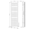Technical drawing of a radiator with dimensions and connection details. Produktbild-Vorschau