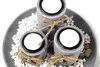 A decorative tray with three candle holders filled with white stones and decorative elements. Náhled obrázku produktu