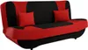 A red and black sofa with two red pillows. Náhled obrázku produktu