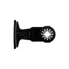 A black oscillating multi-tool blade with white text and markings, set against a white background. Produktbild-Vorschau