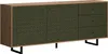 A sideboard with a textured green front and wooden top and sides, set against a white background. Podgląd zdjęcia produktu