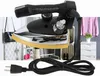 A collage of an industrial steam iron and related items like clothing and storage units. Podgląd zdjęcia produktu