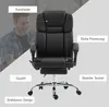 A man is shown in the background, smiling and looking towards the right, while a black office chair with various features highlighted by text labels is in the foreground. Produktbild-Vorschau