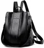 A black leather backpack is shown against a white background. Náhľad obrázku produktu