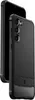 A black smartphone case is shown at an angle, with a portion of a black smartphone visible behind it. Anteprima dell’immagine prodotto