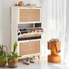 Scarpiera con decoro in canna, 3 ante, Bianco sporco Anteprima dell’immagine prodotto 6