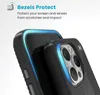 Close-up of two black phone cases with blue accents, highlighting protective bezels. Náhled obrázku produktu