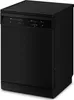 A black dishwasher is shown from a three-quarter angle against a white background. Náhľad obrázku produktu