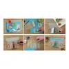 A collage of six images showing the steps of a craft project, likely involving finger paints and cardstock to create a pop-up scene. Produktbild-Vorschau