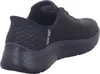A black Skechers Go Walk Flex shoe is shown from the side and back. Produktbild-Vorschau