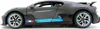 Side view of a gray Bugatti Divo toy car with blue accents and French flag decals. Produktbild-Vorschau