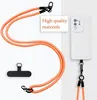 A white smartphone case with an orange lanyard and a black phone attachment is shown against a light gray and white background. A text box with "High-quality materials" is also visible. Produktbild-Vorschau