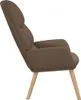 A side view of a taupe fabric recliner chair with wooden legs against a white background. Náhľad obrázku produktu