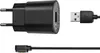 A black USB power adapter and two charging cables are laid out on a white background. Voir les images du produit