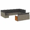 13-tlg. Garten-Sofagarnitur mit Kissen Grau Poly Rattan Produktbild-Vorschau 1