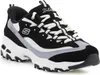 A single black, white, and gray Skechers D'Lites sneaker is shown from a side-angle on a white background. Produktbild-Vorschau