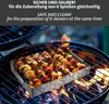 Skewers with meat and vegetables are being grilled on a barbecue. Náhľad obrázku produktu