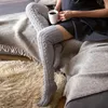 Dlouhé pletené ponožky do půli stehen,Dámské ponožky, Teplé Náhled obrázku produktu 10