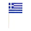 A small Greek flag on a wooden stick against a white background. Produktbild-Vorschau