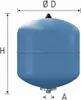 A blue expansion vessel with measurement indicators. Produktbild-Vorschau