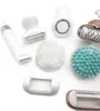 A collection of grooming attachments for an epilator, laid out on a white background. Náhled obrázku produktu