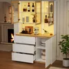 Merax Glasvitrine, mit LED-Beleuchtung, 3 Schubladen, 4 Produktbild-Vorschau 3
