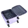 An open purple suitcase with a white background. Produktbild-Vorschau