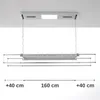 A ceiling-mounted automatic clothes drying rack with integrated lighting, shown against a white background with dimension indicators. Produktbild-Vorschau