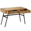 A wooden desk with two drawers and black metal legs, shown against a white background. Anteprima dell’immagine prodotto
