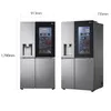 Two LG side-by-side refrigerators are shown with dimensions indicated. Produktbild-Vorschau
