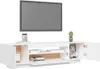 A white TV stand with a television mounted above it, against a white background. Náhľad obrázku produktu