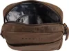 A brown leather crossbody bag with the top open, showing the interior. Podgląd zdjęcia produktu