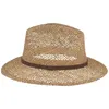 Luftiger Seegras-Strohhut mit Kunst-Ledergarnitur in beige Voir les images du produit
