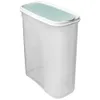 A clear, studio shot of a transparent plastic food storage container with a light green lid. Produktbild-Vorschau