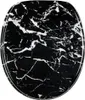 A top-down view of a black toilet seat with white marble-like veining. Produktbild-Vorschau