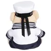 A teddy bear dressed as a sailor, viewed from the back. Produktbild-Vorschau