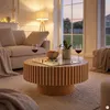 SalesFever Couchtisch Ø 80 cm | rund | Massivholz-Lamellen Produktbild-Vorschau 5
