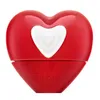 A red heart-shaped perfume bottle with a white heart detail on a white background. Produktbild-Vorschau