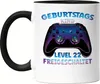 Geburtstagskind Level 22 Freigeschaltet Tasse Schwarz Happy Produktbild-Vorschau 1
