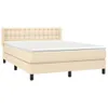 vidaXL Boxspringbett mit Matratze Creme 140x190 cm Stoff Produktbild-Vorschau 1